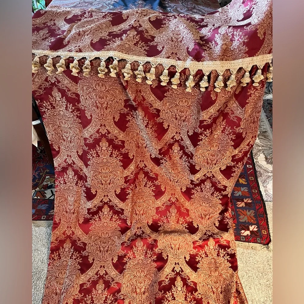 Beautiful Red and Gold Damask Croscill 1 Single Drapery Panel